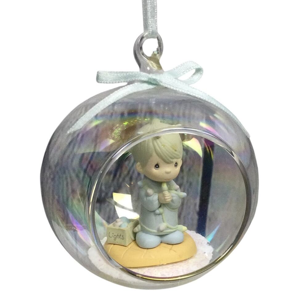 Precious Moments Vintage 1993 Boy Glass Holiday Christmas Tree Ornament